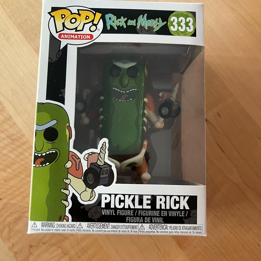 Funko Pickle Rick Figure with Green and Silver Colors